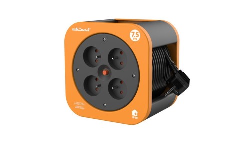 Przedłużacz bębnowy 4-gniazdowy H05VV-F 3G1,0 7,5m pomarańczowo-czarny / 24619