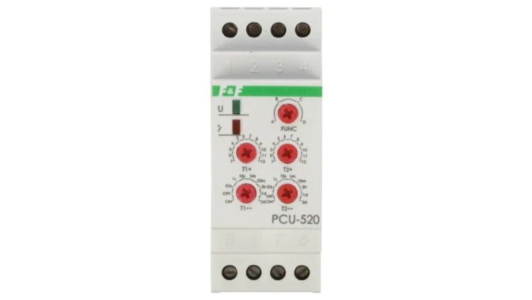 Przekaźnik czasowy 2P 8A 0,1sek-576h 230V AC wielofunkcyjny PCU-520