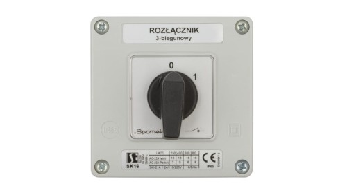 Łącznik krzywkowy 0-1 3P 16A w obudowie SK16-2.8211OB11