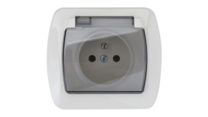 Simon Akord Gniazdo bryzgoszczelne z/u IP44 z klapką dymną beżowe AGZ1Be/12a