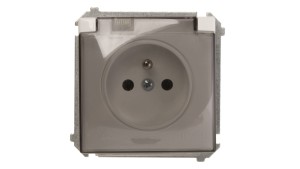 Simon Basic Gniazdo bryzgoszczelne z/u IP44 z klapką dymną białe BMGZ1B.01/11a