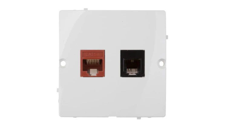 Simon Basic Gniazdo teleinformatyczne RJ45 kat.5e + RJ11 białe BMF5T.02/11