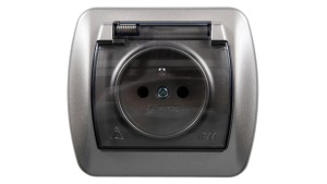 Simon Akord Gniazdo bryzgoszczelne z/u IP44 z klapką dymną satyna metalizowana AGZ1Be/29a