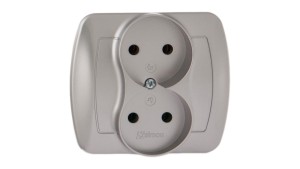 Simon Akord Gniazdo podwójne b/u 16A IP20 aluminium metalizowane AG2/26