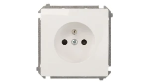 Simon Basic Gniazdo pojedyncze z/u 16A IP20 z przesłoną torów białe BMGZ1z.01/11
