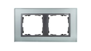 Simon 82 Ramka podwójna pozioma kamień srebro/ ramka pośrednia aluminium mat 82927-62