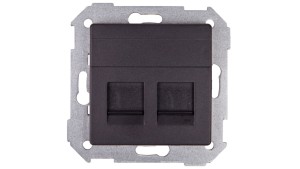 Simon 82 Pokrywa gniazda komputerowego podwójnego 2xRJ45 płaska z adapterem i przesłoną grafit 82006-38