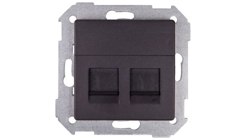 Simon 82 Pokrywa gniazda komputerowego podwójnego 2xRJ45 płaska z adapterem i przesłoną grafit 82006-38