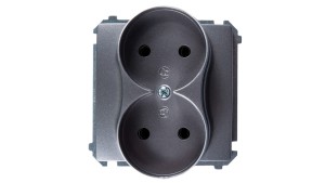 Simon Basic Gniazdo podwójne b/u 16A IP20 stal inox BMG2M.01/21