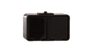 Cedar Gniazdo hermetyczne podwójne z/u 16A IP44 czarne Nt-230H NT230H05