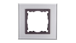 Simon 82 Ramka pojedyncza szklana szara/ ramka pośrednia grafit 82817-35
