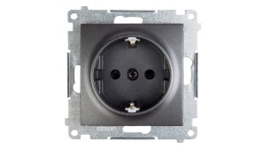 Simon 54 Gniazdo pojedyncze SCHUKO z/u 16A IP20 z przesłoną torów, szybkozłącza, antracyt DGSz1CZ.01/48