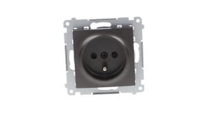 Simon 54 Gniazdo pojedyncze z/u 16A IP20 z przesłoną torów, szybkozłącza, antracyt DGZ1CZ.01/48