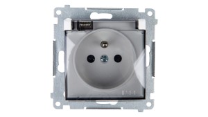 Simon 54 Gniazdo bryzgoszczelne z/u IP44 z klapką transparentną białe DGZ1BUZ.01/11A