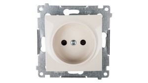 Simon 54 Gniazdo pojedyncze b/u 16A IP20 z przesłoną torów kremowe DG1Z.01/41
