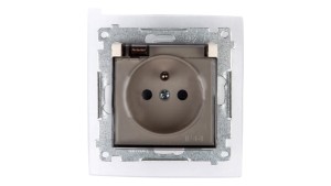 Simon 54 Gniazdo bryzgoszczelne z/u IP44 z klapką transparentną kremowe DGZ1BZ.01/41A