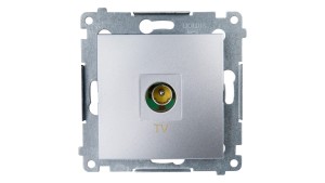 Simon 54 Gniazdo antenowe TV końcowe srebrny mat DAK1.01/43