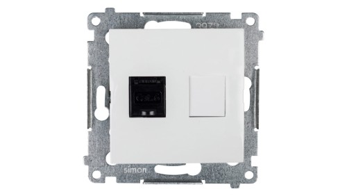Simon 54 Gniazdo komputerowe pojedyncze RJ45 kat.6 z przesłoną białe D61.01/11