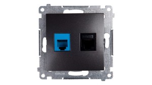 Simon 54 Gniazdo teleinformatyczne RJ45 kat.5e + RJ12 antracyt D5T.01/48