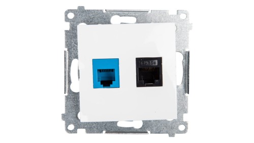 Simon 54 Gniazdo teleinformatyczne RJ45 kat.5e + RJ12 białe D5T.01/11