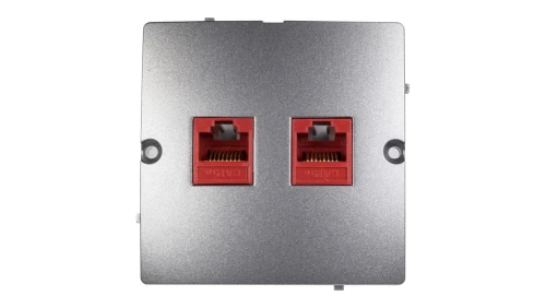 Simon Basic Gniazdo komputerowe podwójne 2xRJ45 kat.5e stal inox BMF52.02/21