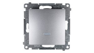 Simon 54 Łącznik jednobiegunowy z podświetleniem, szybkozłącza, srebrny mat DW1L.01/43