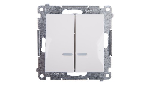 Simon 54 Łącznik bryzgoszczelny świecznikowy IP44 z podświetleniem, szybkozłącza, biały DW5BL.01/11