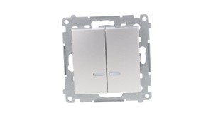 Simon 54 Łącznik bryzgoszczelny świecznikowy IP44 z podświetleniem, szybkozłącza, srebrny mat DW5BL.01/43