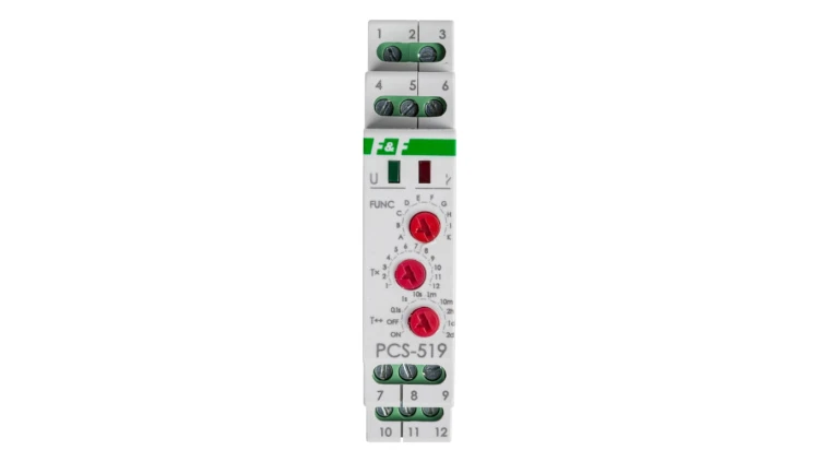 Przekaźnik czasowy 2P 8A 0,1sek-576h 230V AC, 24V AC/DC wielofunkcyjny PCS-519DUO