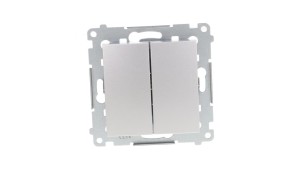 Simon 54 Przycisk podwójny, szybkozłącza, srebrny mat DP2.01/43