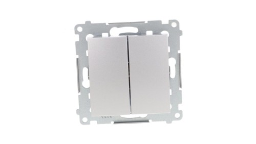 Simon 54 Przycisk podwójny, szybkozłącza, srebrny mat DP2.01/43