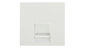 Simon Connect Płytka K45 gniazda teleinformatycznego pojedynczego 1xRJ płaska z przesłoną czysta biel K76/9