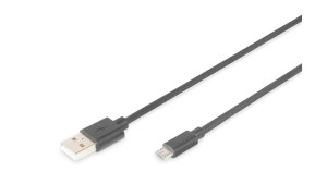 Kabel USB 1m czarny USB A/M wtyk - microUSB B/M wtyk s/USB 2.0 AK-300110-010-S