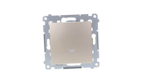 Simon 54 Łącznik jednobiegunowy z podświetleniem, szybkozłącza, złoty mat DW1L.01/44