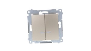 Simon 54 Łącznik bryzgoszczelny świecznikowy IP44 z podświetleniem, szybkozłącza, złoty mat DW5BL.01/44