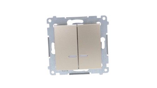 Simon 54 Łącznik bryzgoszczelny świecznikowy IP44 z podświetleniem, szybkozłącza, złoty mat DW5BL.01/44