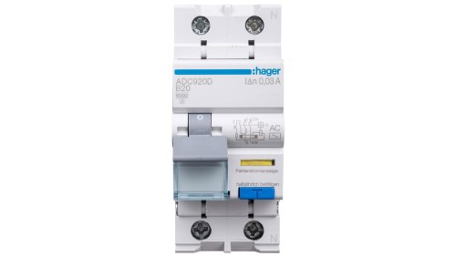 Wyłącznik różnicowo-nadprądowy RCBO 2P B20A 0,03A Typ AC ADC920D