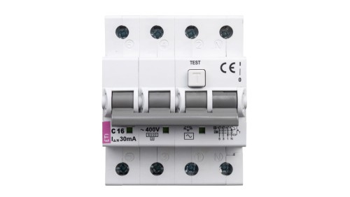 Wyłącznik różnicowo-nadprądowy 4P 16A C 0,03A typ AC KZS-4M 002174024