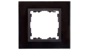 Simon 82 Ramka pojedyncza szklana czarna/ ramka pośrednia grafit 82817-32