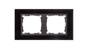 Simon 82 Ramka podwójna pozioma szklana czarna/ ramka pośrednia grafit 82827-32
