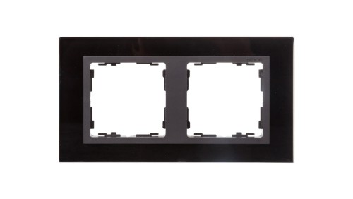 Simon 82 Ramka podwójna pozioma szklana czarna/ ramka pośrednia grafit 82827-32