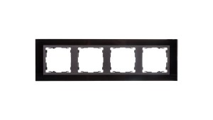 Simon 82 Ramka poczwórna pozioma szklana czarna/ ramka pośrednia grafit 82847-32
