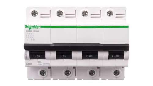 Wyłącznik nadprądowy 4P C 80A 6kA AC iC120N A9N18372