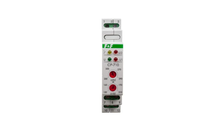 Przekaźnik kontroli napięcia 1-fazowy 3x(50-450V)+N 1P 8A 150-210V/230-260V AC CP-710