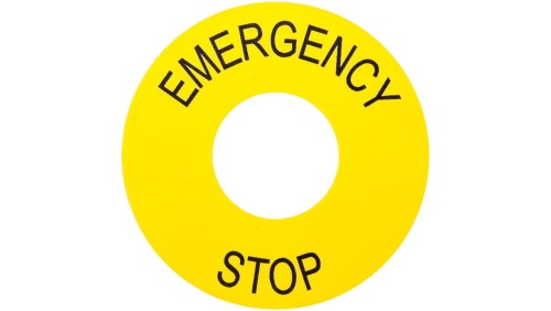 Tabliczka opisowa żółta okrągła fi60mm /EMERGENCY STOP/ ZB2BY9330