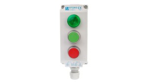 Kaseta sterownicza 3-otworowa zielony/czerwony/lampka zielona 230V IP65 1x dławik M20 szara ST22K3\06-1