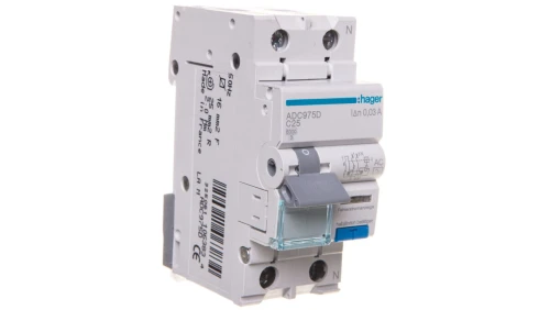 Wyłącznik różnicowo-nadprądowy RCBO 2P C25A 0,03A Typ AC ADC975D