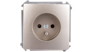 Simon Basic Gniazdo pojedyncze z/u 16A IP20 z przesłoną torów satyna metalizowana BMGZ1z.01/29