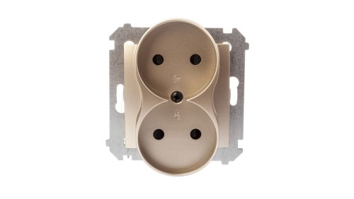 Simon 54 Gniazdo podwójne b/u 16A IP20 złoty mat DG2MZ.01/44
