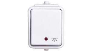 Cedar Przycisk hermetyczny IP44 światło z podświetleniem 10A biały IP44 WNt-102CS WNT102CS01